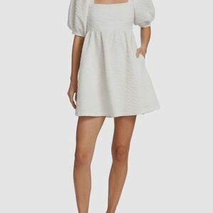 Free People White Puff Sleeve Mini Dress